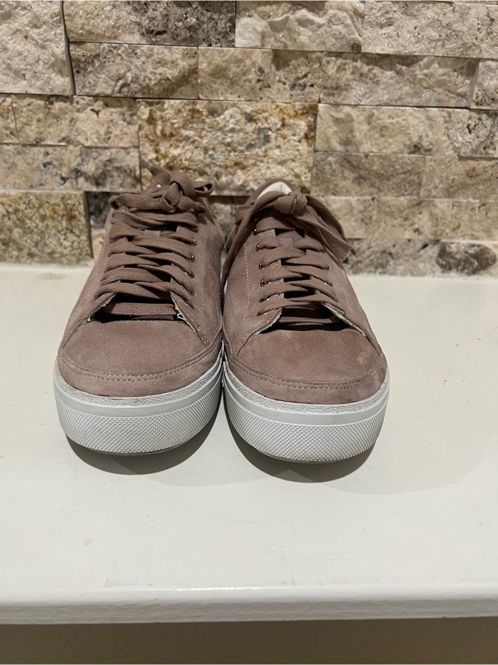 AllSaints Women's Suede Platform Sneakers in Mauve Taupe